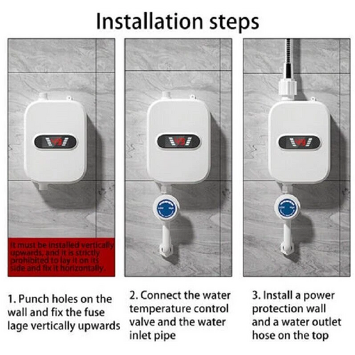 Mini Electric Instant Tankless Hot Water Heater Under Sink Shower Water System