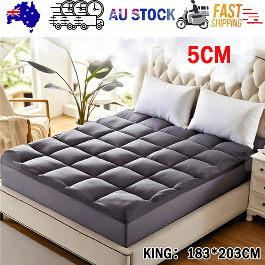 5CM Bedding Luxury Pillowtop Mattress Topper Mat Pad Antibacterial and dust mite-resistant King:183*203cm