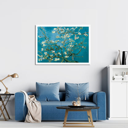 Wall Art 70cmx100cm Van Gogh Almond Blossom White Frame Canvas