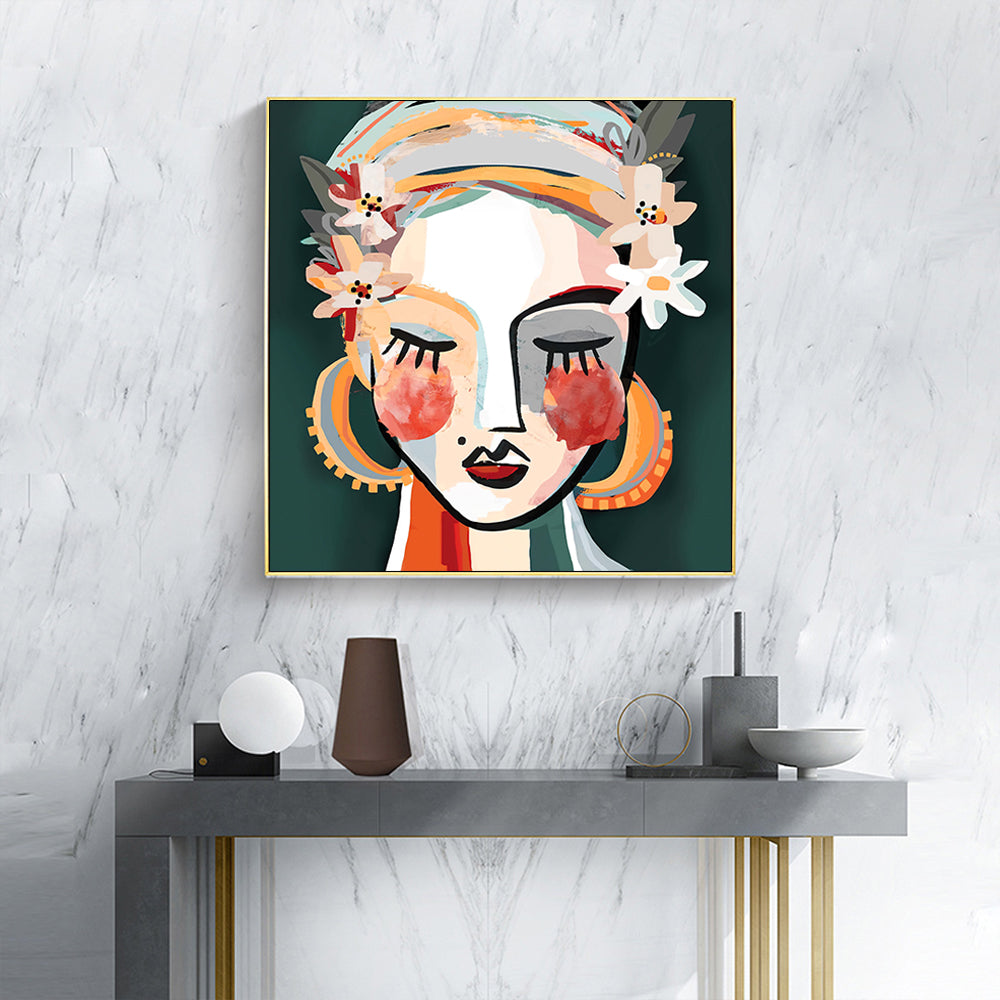 Wall Art 70cmx70cm Sophie II Gold Frame Canvas