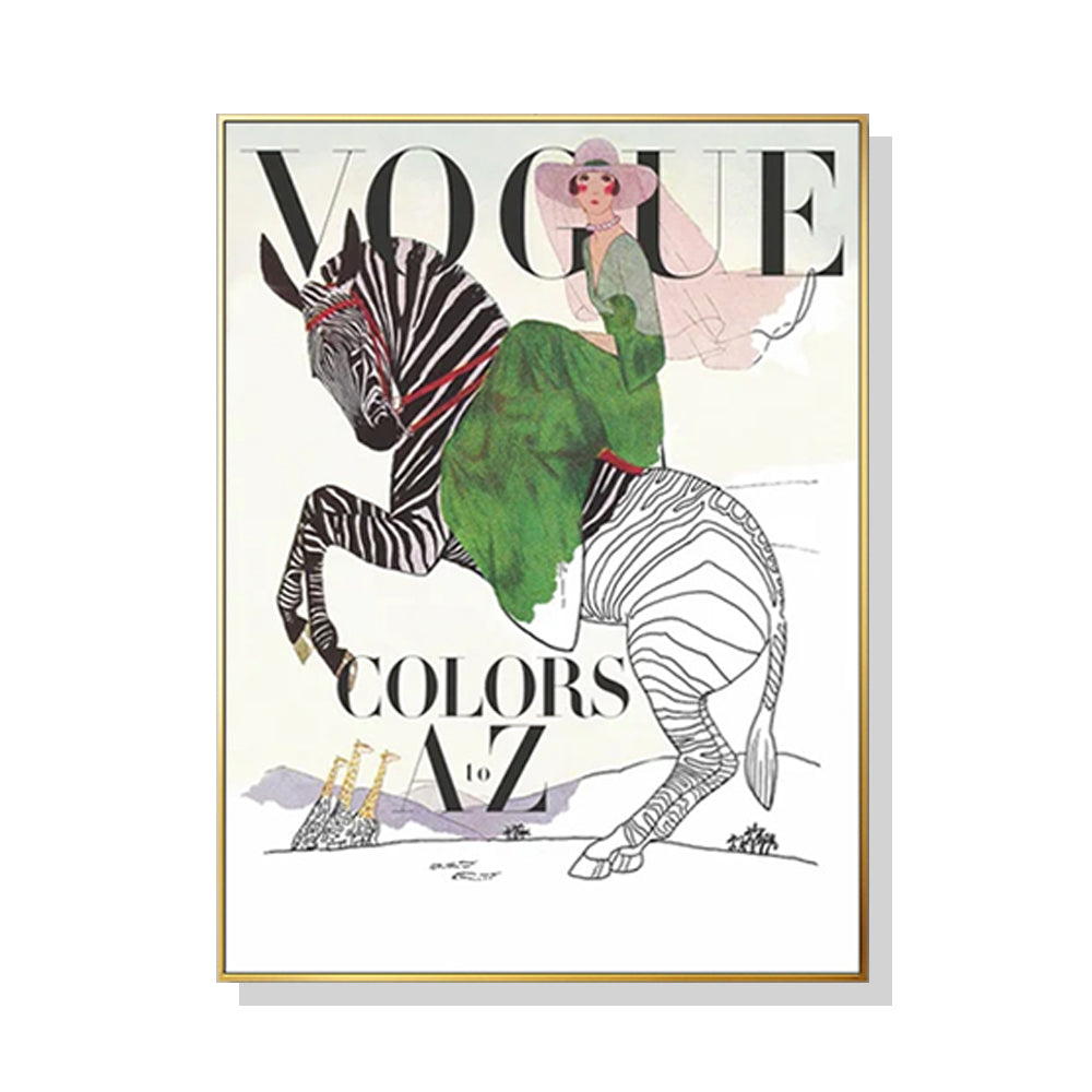 Wall Art 70cmx100cm Vogue Lady Gold Frame Canvas