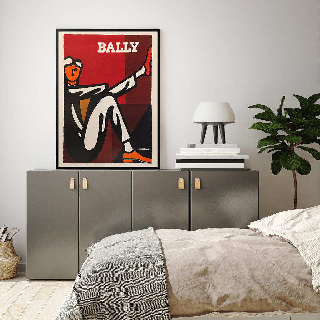 Wall Art 80cmx120cm Bally Man by Villemot Black Frame Canvas