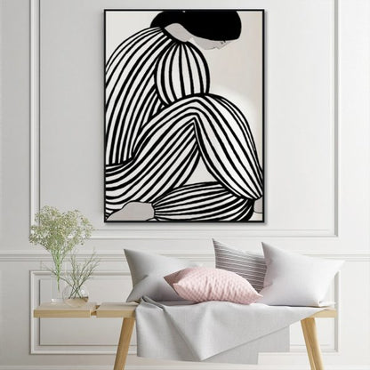 Wall Art 80cmx120cm Mid Century Figure Black Frame Canvas