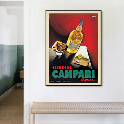 Wall Art 90cmx135cm Cordial Campari Liquor Black Frame Canvas