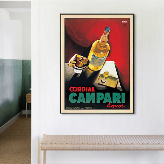 Wall Art 80cmx120cm Cordial Campari Liquor Black Frame Canvas