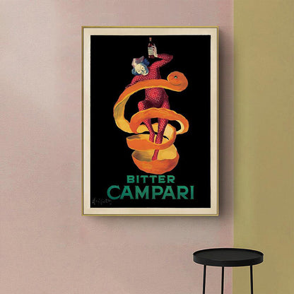 Wall Art 80cmx120cm Bitter Campari Gold Frame Canvas