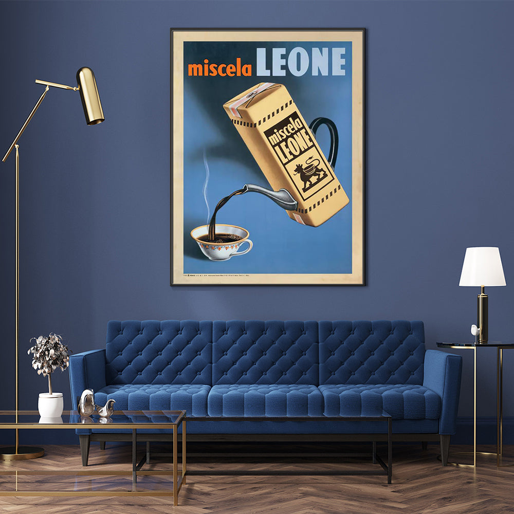 Wall Art 90cmx135cm Miscela Leone, 1950 Black Frame Canvas