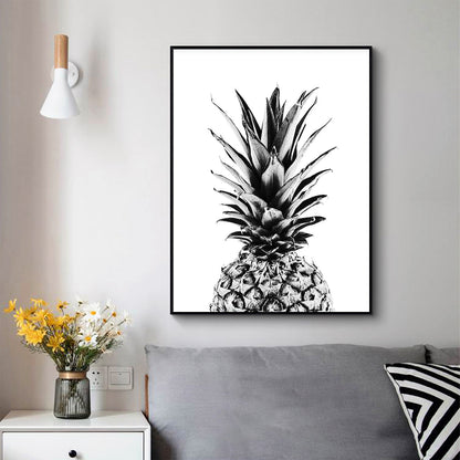 Wall Art 70cmx100cm Pineapple Black Frame Canvas