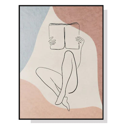 Wall Art 80cmx120cm Woman Reading Book Black Frame Canvas