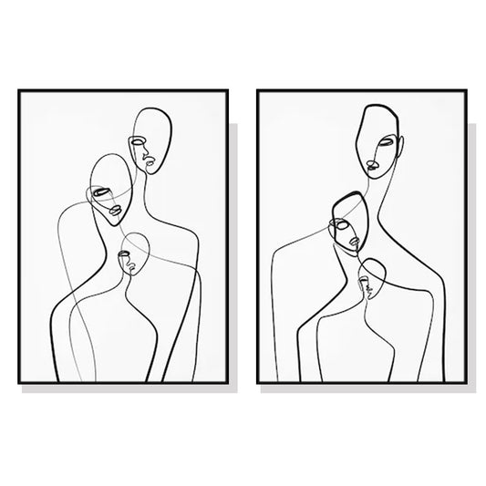 Wall Art 80cmx120cm Abstract Figures 2 Sets Black Frame Canvas