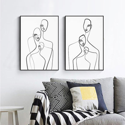 Wall Art 80cmx120cm Abstract Figures 2 Sets Black Frame Canvas