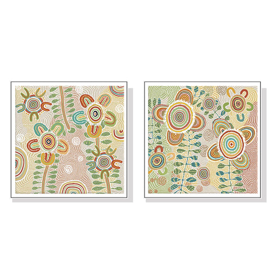 Wall Art 90cmx90cm Lovely Pattern 2 Sets White Frame Canvas