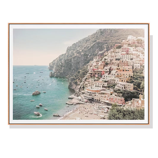 Wall Art 90cmx135cm Italy Amalfi Coast Wood Frame Canvas