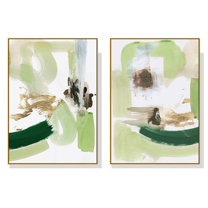 Wall Art 90cmx135cm Abstract Green Mint 2 Sets Gold Frame Canvas