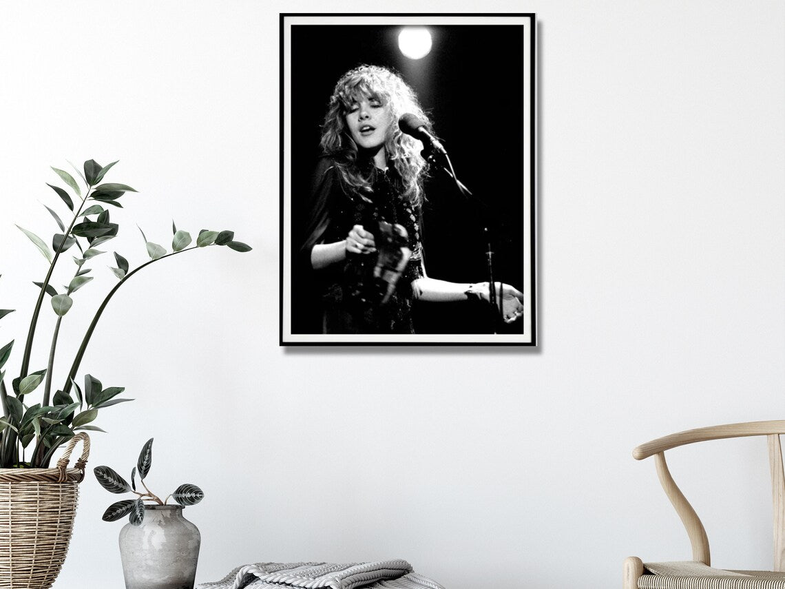 Wall Art 80cmx120cm Young Stevie Nicks in Concert Poster, Black Frame Canvas