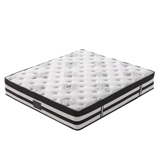 KINGSTON SLUMBER Luxury 34cm King Mattress, Medium Firm, Euro Top, 5-Zone Pocket Spring Foam