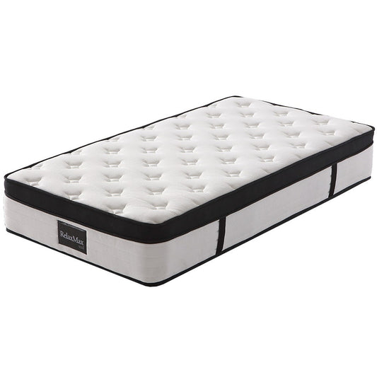 KINGSTON SLUMBER RelaxMax 31cm King Single Mattress, Euro Top, 5-Zone, Pocket Spring, Knitted Fabric