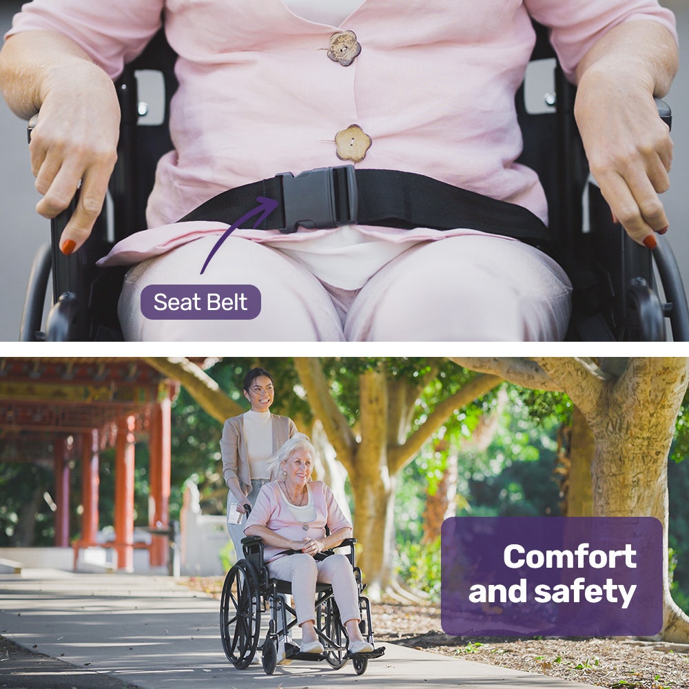 EQUIPMED 24 Inch Folding Wheelchair with Park Brakes, 136kg Capacity, 51cm Wide Seat, Black