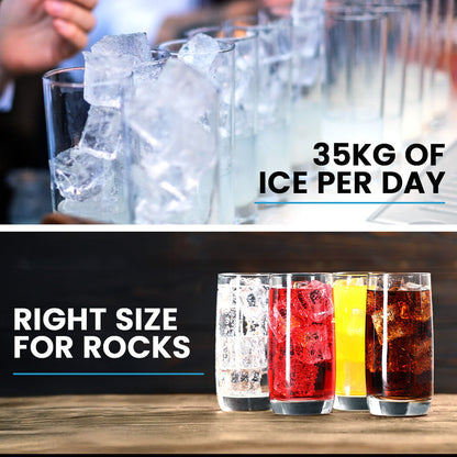 POLYCOOL Commercial Ice Maker Machine, up to 35kg/24hr, Timer & Self Cleaning Programs