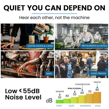 POLYCOOL Commercial Ice Maker Machine, up to 35kg/24hr, Timer & Self Cleaning Programs