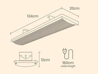 BIO Outdoor Strip Radiant Heater Alfresco 2400W Ceiling Wall Mount Heating Bar Panel