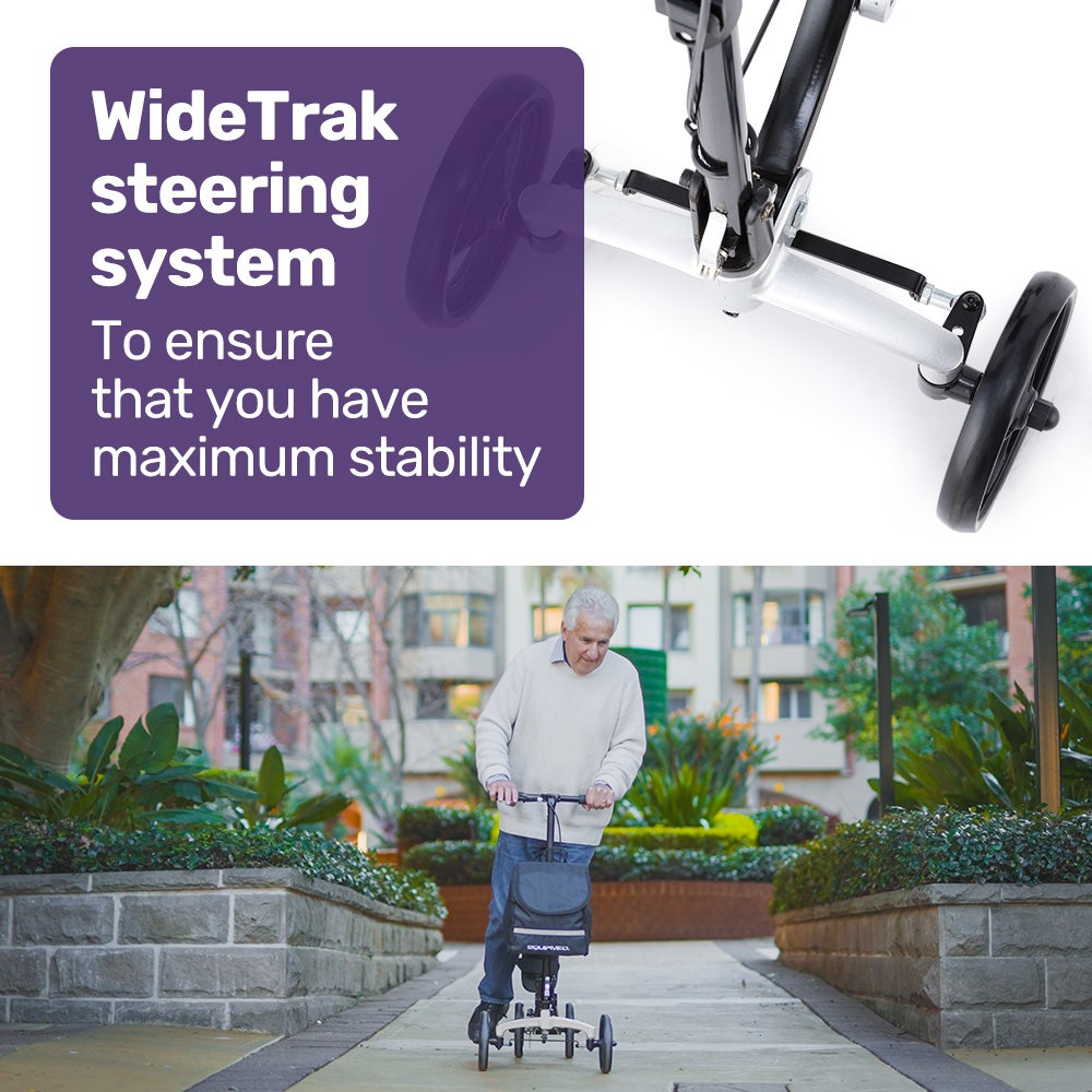 EQUIPMED Knee Scooter Walker, Disc Brake - Suspension Bag - Broken Leg Ankle Foot Mobility - Crutches Alternative -
