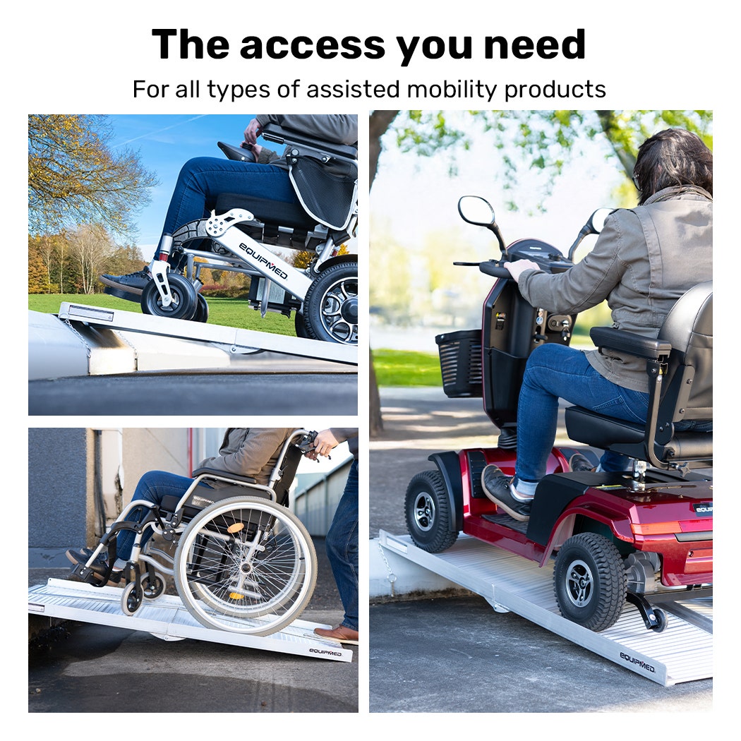 EQUIPMED 152cm Portable Folding Aluminium Access Ramp, 272kg Rated, for Wheelchair, Mobility Scooter, Rollator