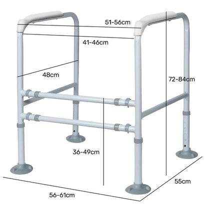 Equipmed Over Toilet Support Frame Safety Grab Aid Rail, 125kg Capacity, Adjustable Height and Width