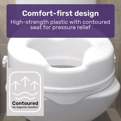 EQUIPMED Raised Over Toilet Seat, 10cm Riser, 125kg Capacity, Raiser with Lid, White