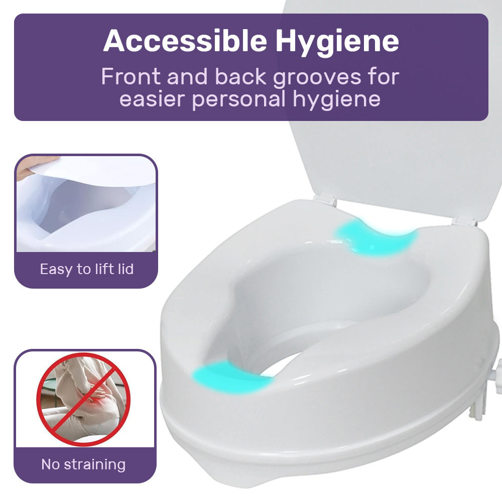 EQUIPMED Raised Over Toilet Seat, 10cm Riser, 125kg Capacity, Raiser with Lid, White