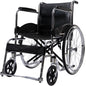 Equipmed Folding Manual Wheelchair Self Propelled, 24" Rear Wheels, Chrome Steel Frame, 46cm Wide Seat, 100kg Capacity, Park Brakes