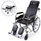 Equipmed Folding Manual Reclining Wheelchair Self Propelled, 24" Rear Wheels, Chrome Steel Frame, 46cm Wide Seat, 100kg Capacity, Park Brakes
