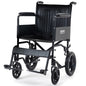 EQUIPMED Folding Transit Manual Wheelchair, Attendant Propelled, Steel Frame, Wide Seat, Comfortable for S-XL, 114kg Capacity, Park Brakes, Transport
