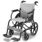Equipmed Folding Transit Wheelchair, Lightweight Aluminium for Easy Transport, Grey