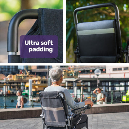 EQUIPMED Power Electric Wheelchair, Long Range, Airline Approved, Folding, Aluminium Frame, Lithium Battery, Blue