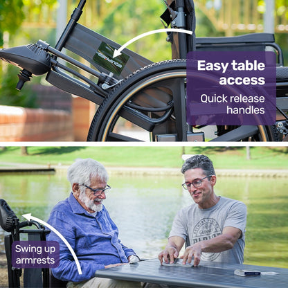 EQUIPMED Electric Wheelchair Folding, Folding, Long Range, Lithium Battery, 24" Rear Wheels, Black