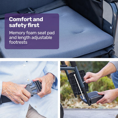 EQUIPMED Electric Wheelchair Folding, Folding, Long Range, Lithium Battery, 24" Rear Wheels, Black