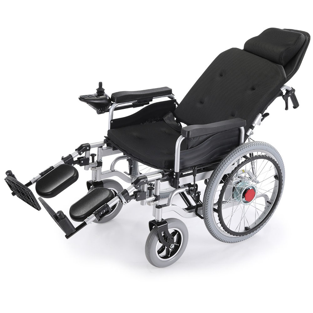 EQUIPMED Power Electric Wheelchair, XL Wide Bariatric Chair Seat, Long Range, Airline Approved, Recline Adjustment, Lithium Battery, 22" Wheels, Headrest, Black