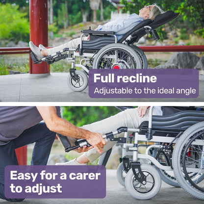 EQUIPMED Power Electric Wheelchair, XL Wide Bariatric Chair Seat, Long Range, Airline Approved, Recline Adjustment, Lithium Battery, 22" Wheels, Headrest, Black