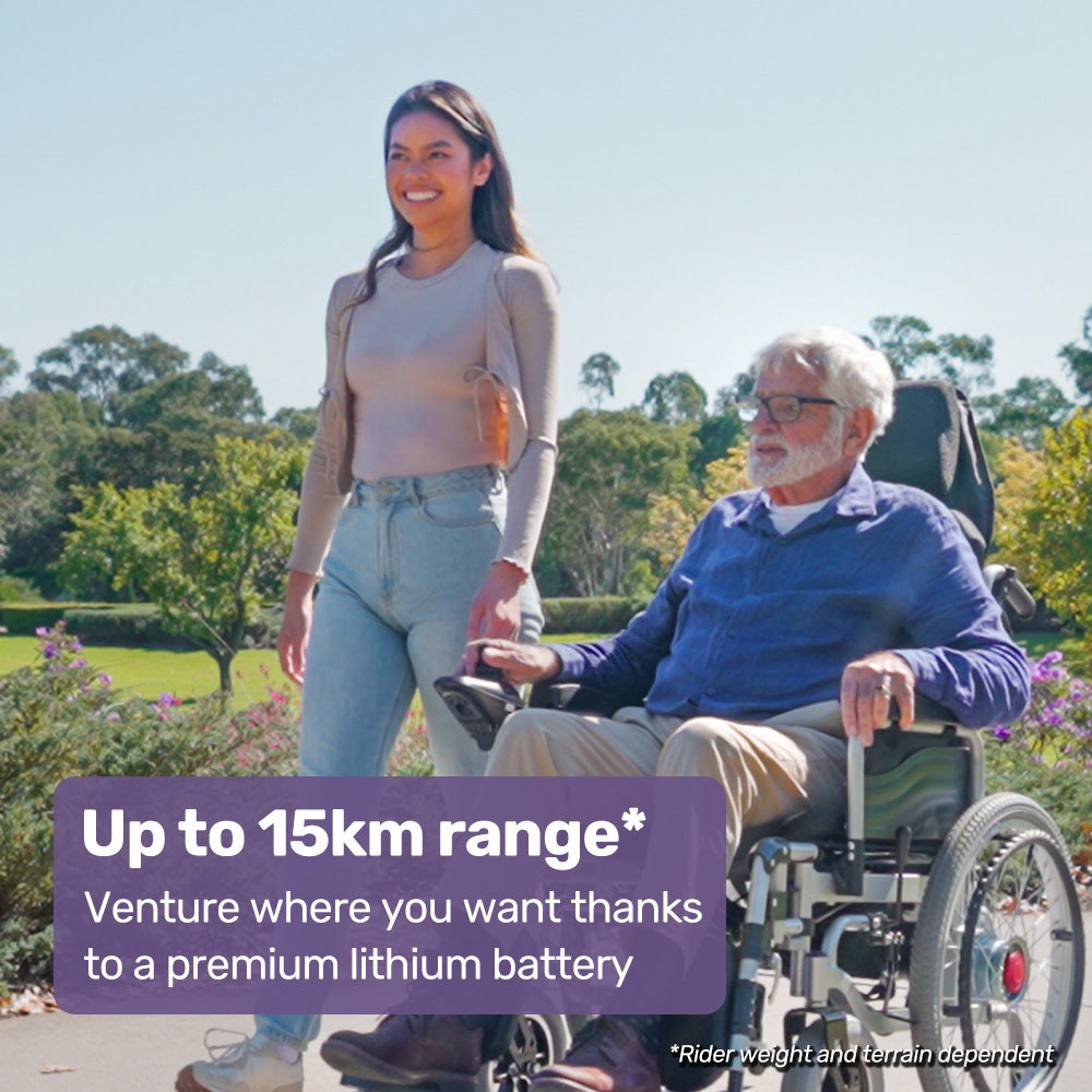 EQUIPMED Power Electric Wheelchair, XL Wide Bariatric Chair Seat, Long Range, Airline Approved, Recline Adjustment, Lithium Battery, 22" Wheels, Headrest, Black