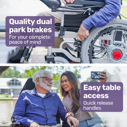 EQUIPMED Power Electric Wheelchair, XL Wide Bariatric Chair Seat, Long Range, Airline Approved, Recline Adjustment, Lithium Battery, 22" Wheels, Headrest, Black