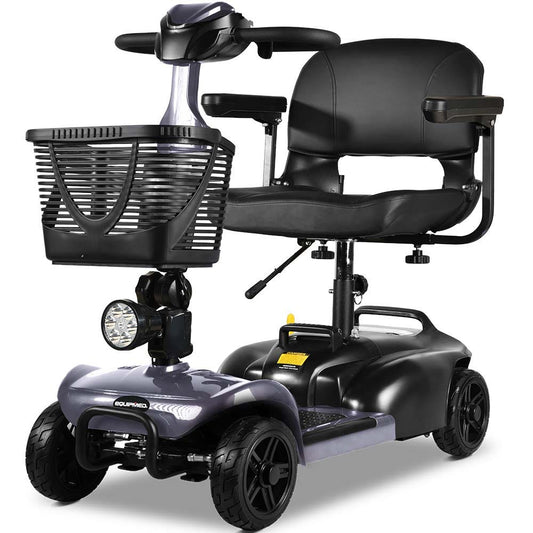 EQUIPMED FreeLite+ Mid-Sized Foldable Electric Mobility Scooter, Lithium Battery, Long Range and Easy Charging, Grey