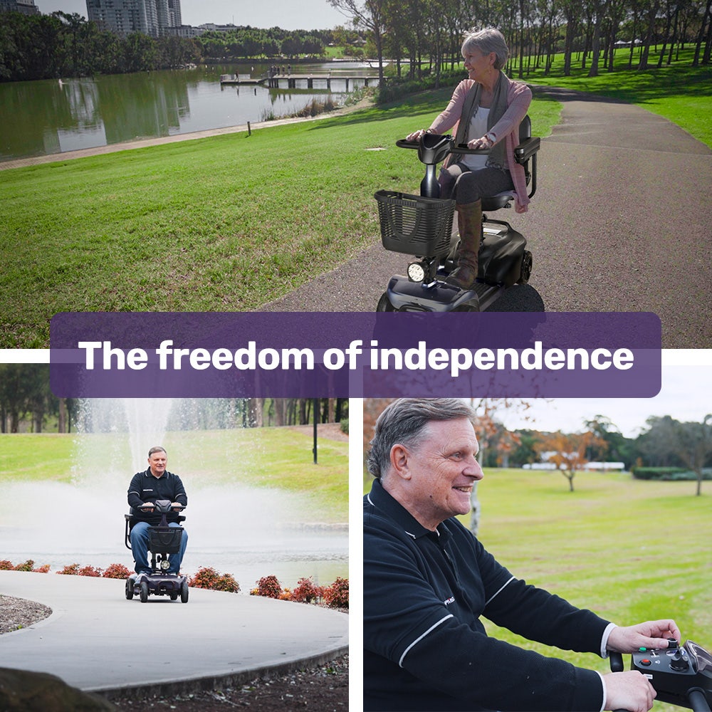 EQUIPMED FreeLite+ Mid-Sized Foldable Electric Mobility Scooter, Lithium Battery, Long Range and Easy Charging, Grey