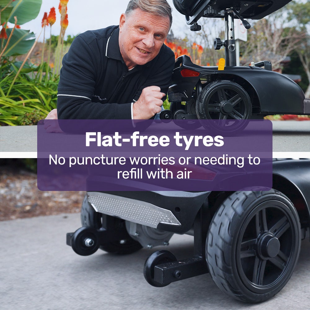 EQUIPMED FreeLite+ Mid-Sized Foldable Electric Mobility Scooter, Lithium Battery, Long Range and Easy Charging, Grey