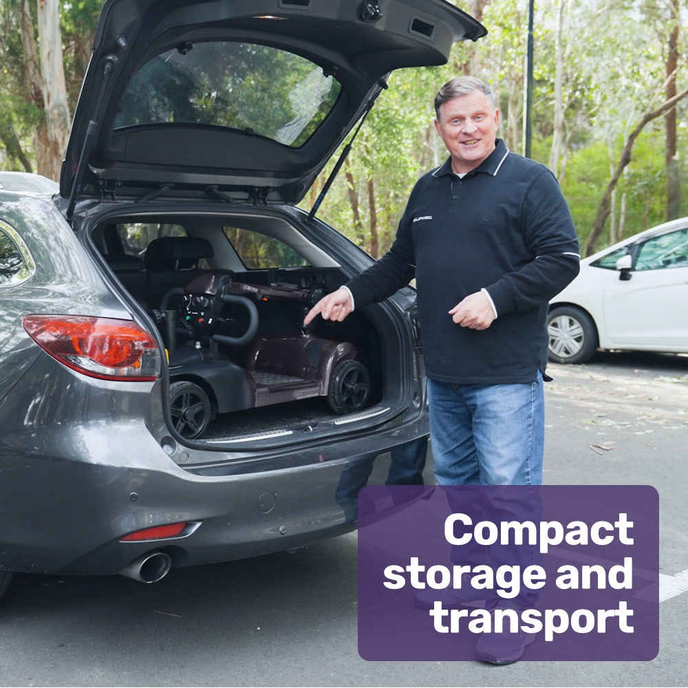 EQUIPMED FreeLite+ Mid-Sized Foldable Electric Mobility Scooter, Lithium Battery, Long Range and Easy Charging, Grey