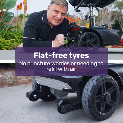 EQUIPMED FreeLite+ Mid-Sized Foldable Electric Mobility Scooter, Lithium Battery, Long Range and Easy Charging, Red