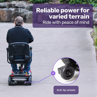 EQUIPMED FreeLite+ Mid-Sized Foldable Electric Mobility Scooter, Lithium Battery, Long Range and Easy Charging, Red