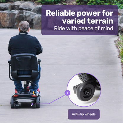 EQUIPMED FreeLite+ Mid-Sized Foldable Electric Mobility Scooter, Lithium Battery, Long Range and Easy Charging, Red