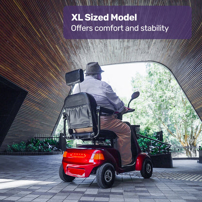 EQUIPMED LeisureCruise Extra Large-Sized, High Power, 182kg Capacity Mobility Scooter  - Red