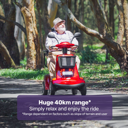 EQUIPMED LeisureCruise Extra Large-Sized, High Power, 182kg Capacity Mobility Scooter  - Red